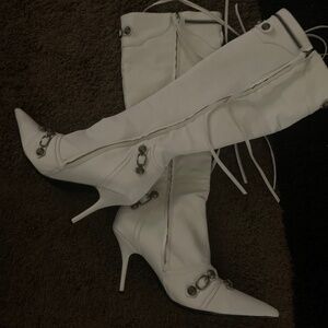 White high heel boots